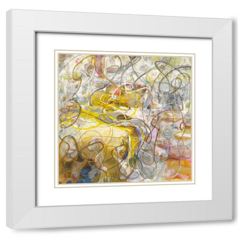 Strings of Light II White Modern Wood Framed Art Print with Double Matting by Nai, Danhui