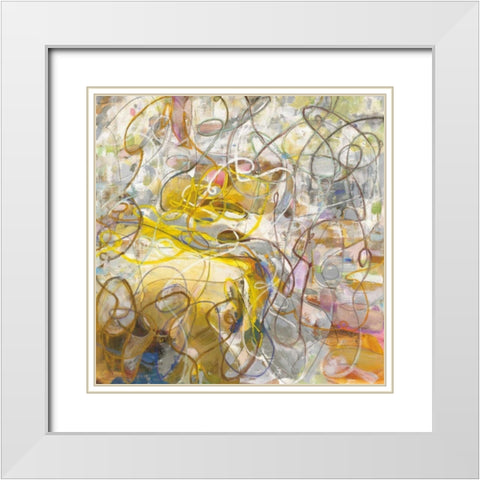 Strings of Light II White Modern Wood Framed Art Print with Double Matting by Nai, Danhui