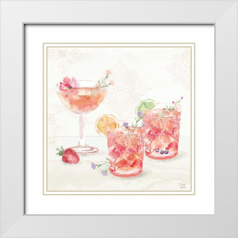 Classy Cocktails V White Modern Wood Framed Art Print with Double Matting by June, Dina