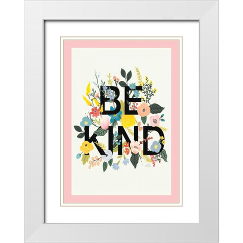Wild Garden I Be Kind CP Crop II White Modern Wood Framed Art Print with Double Matting by Marshall, Laura