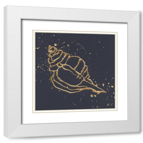 Gold Conch III White Modern Wood Framed Art Print with Double Matting by Paschke, Chris
