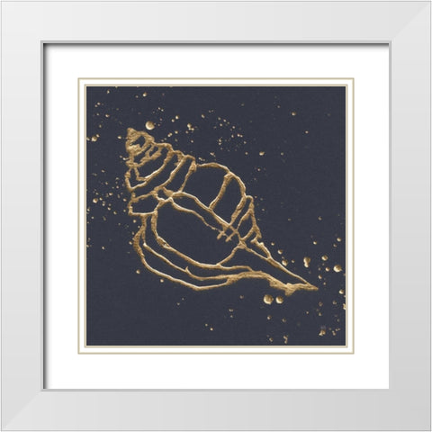 Gold Conch III White Modern Wood Framed Art Print with Double Matting by Paschke, Chris
