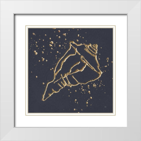 Gold Conch IV White Modern Wood Framed Art Print with Double Matting by Paschke, Chris