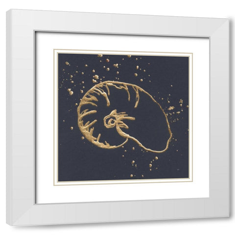 Gold Nautilus I White Modern Wood Framed Art Print with Double Matting by Paschke, Chris