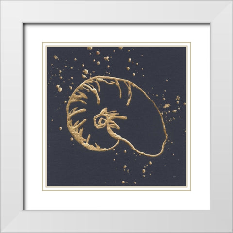 Gold Nautilus I White Modern Wood Framed Art Print with Double Matting by Paschke, Chris