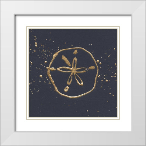 Gold Sand Dollar I White Modern Wood Framed Art Print with Double Matting by Paschke, Chris