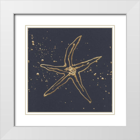 Gold Starfish II White Modern Wood Framed Art Print with Double Matting by Paschke, Chris