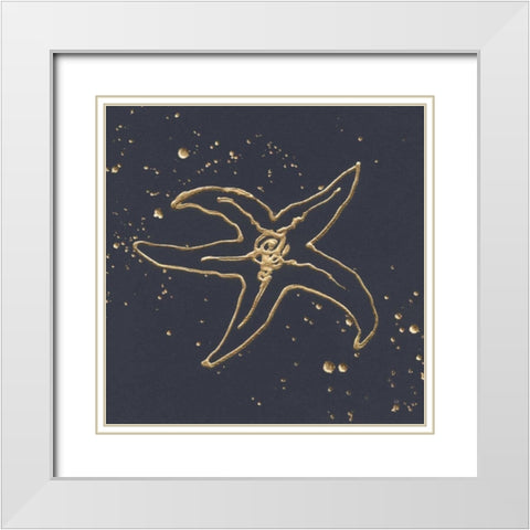 Gold Starfish III White Modern Wood Framed Art Print with Double Matting by Paschke, Chris