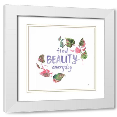 Growing Beauty I White Modern Wood Framed Art Print with Double Matting by Panganiban, Karyn
