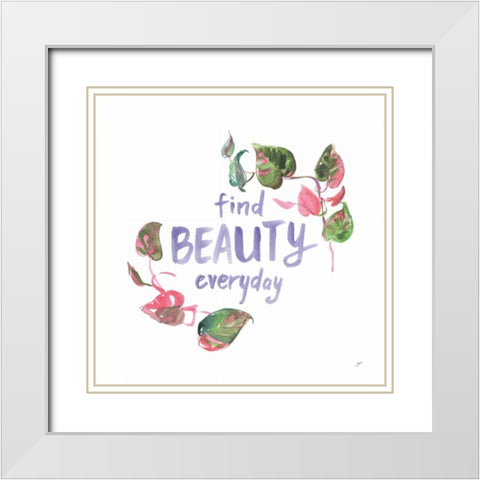 Growing Beauty I White Modern Wood Framed Art Print with Double Matting by Panganiban, Karyn