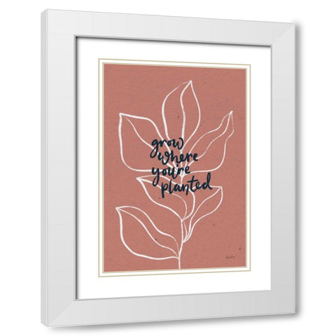 Balance II Leaves White Modern Wood Framed Art Print with Double Matting by Thorns, Becky