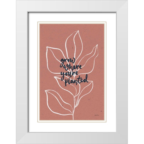 Balance II Leaves White Modern Wood Framed Art Print with Double Matting by Thorns, Becky