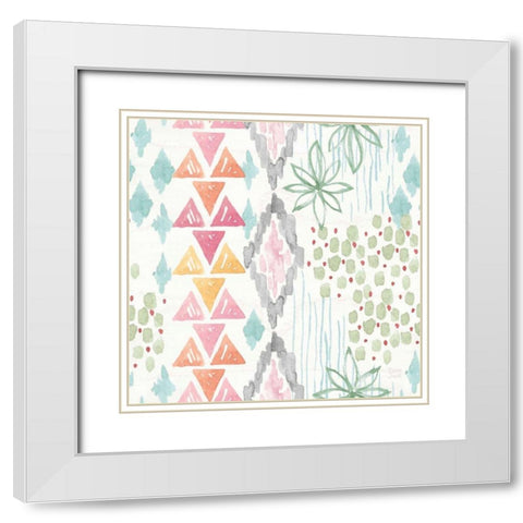 World Tour Pattern IXA White Modern Wood Framed Art Print with Double Matting by June, Dina