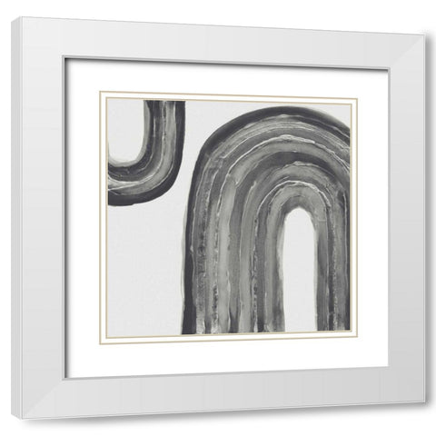 Gray Rainbow I White Modern Wood Framed Art Print with Double Matting by Paschke, Chris