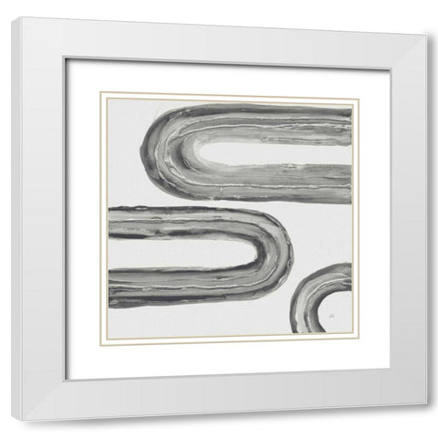Gray Rainbow V White Modern Wood Framed Art Print with Double Matting by Paschke, Chris