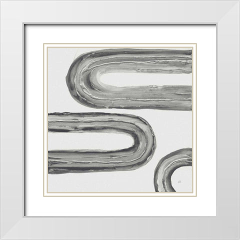 Gray Rainbow V White Modern Wood Framed Art Print with Double Matting by Paschke, Chris