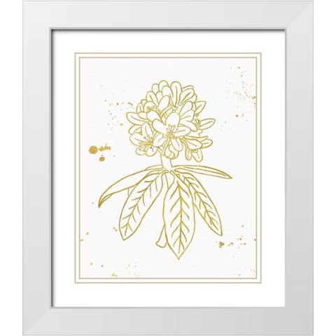 Gold Blooms II White Modern Wood Framed Art Print with Double Matting by Wild Apple Portfolio