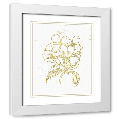 Gold Blooms III White Modern Wood Framed Art Print with Double Matting by Wild Apple Portfolio
