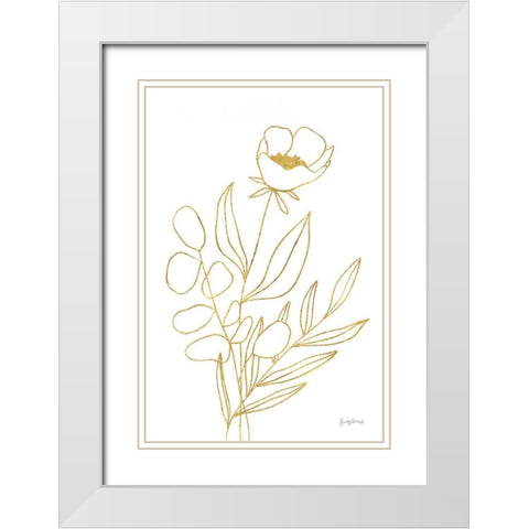 Rooted Florals IV Gold White Modern Wood Framed Art Print with Double Matting by Thorns, Becky