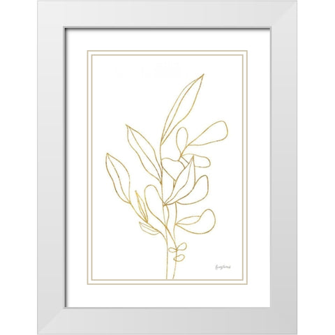 Rooted Florals V Gold White Modern Wood Framed Art Print with Double Matting by Thorns, Becky