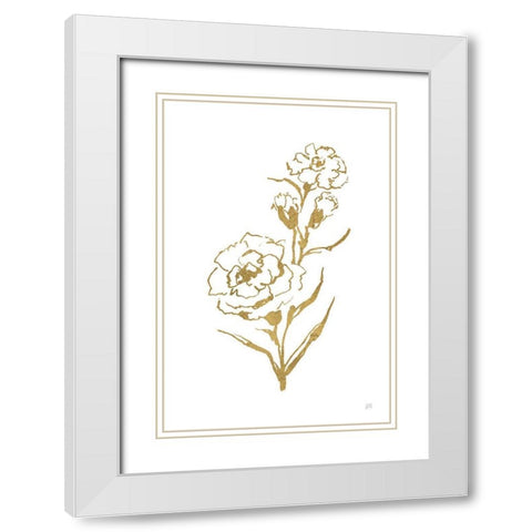 Gold Line Carnation III White Modern Wood Framed Art Print with Double Matting by Paschke, Chris