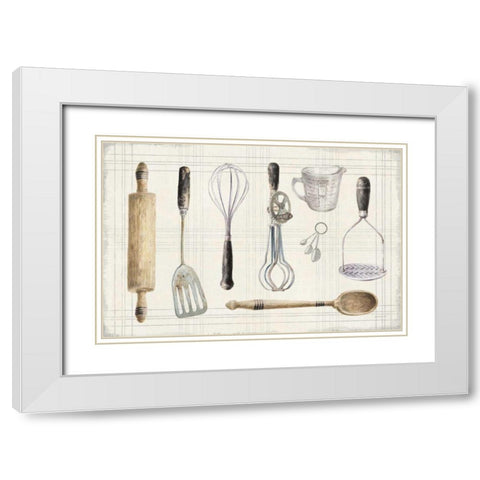 Floursack Kitchen IX Dark White Modern Wood Framed Art Print with Double Matting by Nai, Danhui