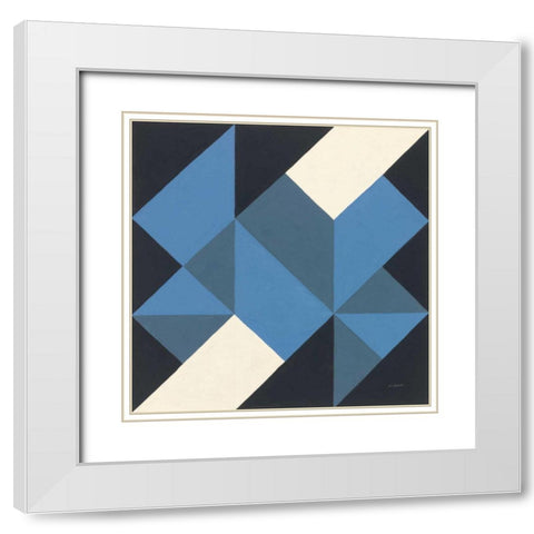 Triangles I White Modern Wood Framed Art Print with Double Matting by Schick, Mike
