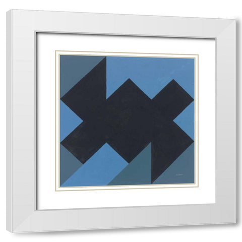 Triangles II White Modern Wood Framed Art Print with Double Matting by Schick, Mike