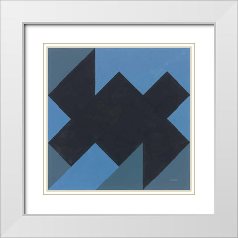 Triangles II White Modern Wood Framed Art Print with Double Matting by Schick, Mike