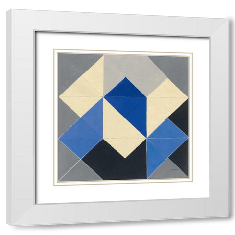 Triangles IV White Modern Wood Framed Art Print with Double Matting by Schick, Mike