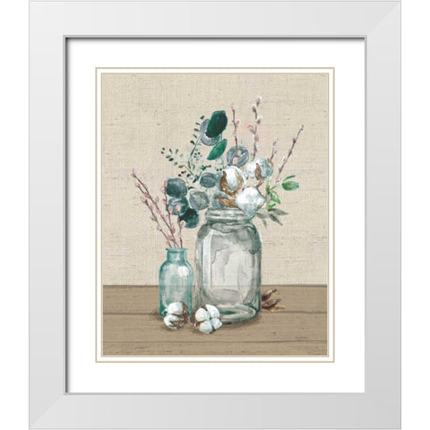 Cotton Bouquet II No Pattern White Modern Wood Framed Art Print with Double Matting by Urban, Mary