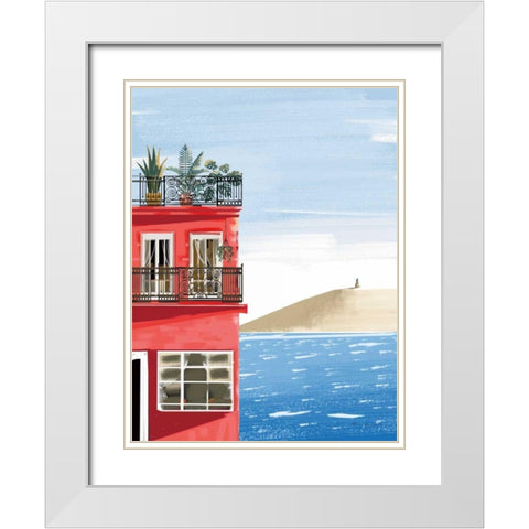 Las Palmas I White Modern Wood Framed Art Print with Double Matting by Escalante, Omar