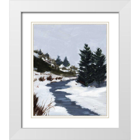 Winter Trails White Modern Wood Framed Art Print with Double Matting by Munger, Pamela