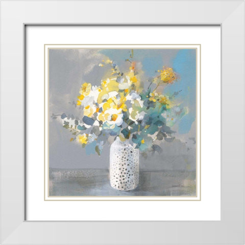 Touch of Spring I White Modern Wood Framed Art Print with Double Matting by Nai, Danhui