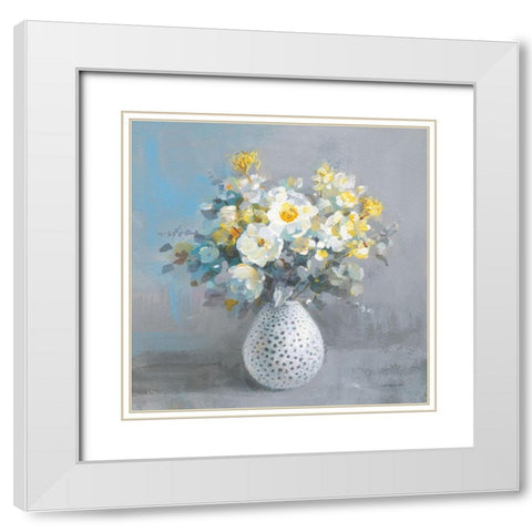 Touch of Spring II White Modern Wood Framed Art Print with Double Matting by Nai, Danhui