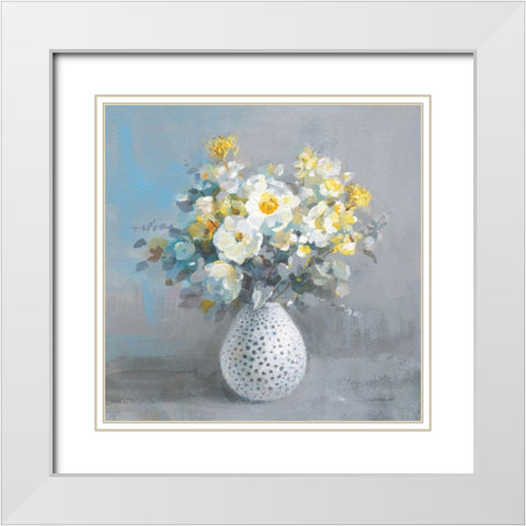 Touch of Spring II White Modern Wood Framed Art Print with Double Matting by Nai, Danhui
