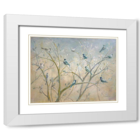 Spring Gathering White Modern Wood Framed Art Print with Double Matting by Nai, Danhui