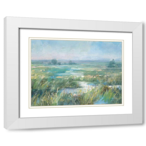 April Meadows White Modern Wood Framed Art Print with Double Matting by Nai, Danhui