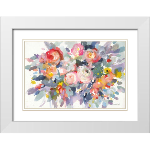 Bloom Burst White Modern Wood Framed Art Print with Double Matting by Nai, Danhui