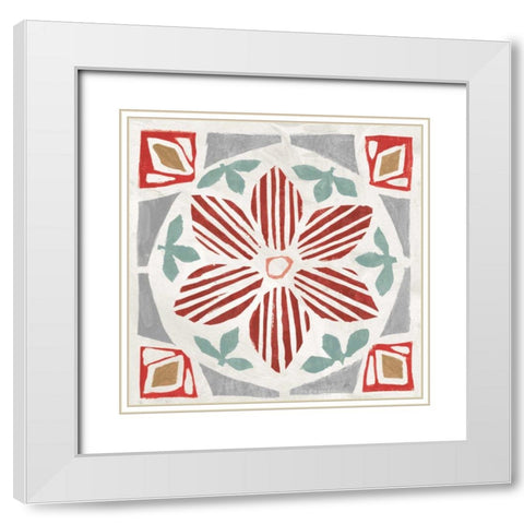 Woodcut Christmas IX Color White Modern Wood Framed Art Print with Double Matting by Brissonnet, Daphne