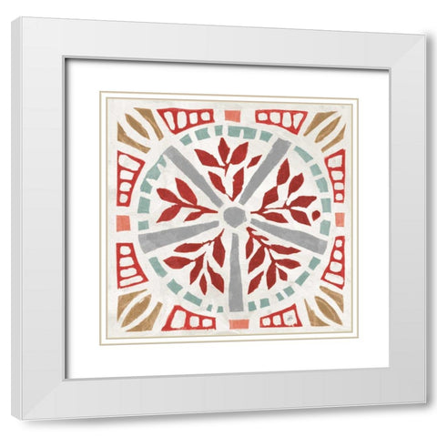 Woodcut Christmas X Color White Modern Wood Framed Art Print with Double Matting by Brissonnet, Daphne