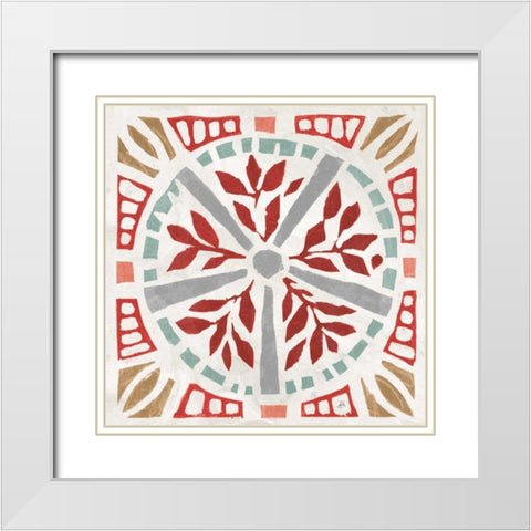 Woodcut Christmas X Color White Modern Wood Framed Art Print with Double Matting by Brissonnet, Daphne