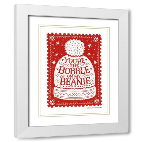 Bobble on My Beanie White Modern Wood Framed Art Print with Double Matting by Snowdon, Alexandra