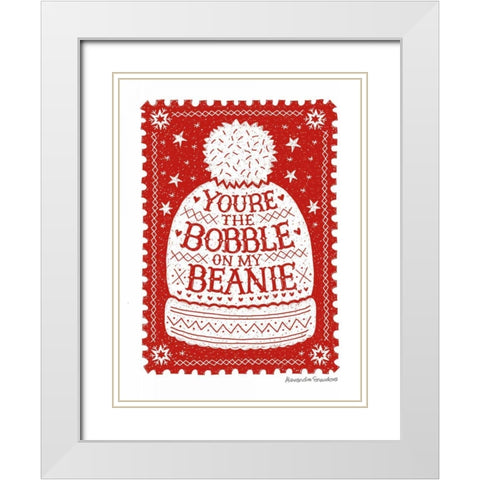 Bobble on My Beanie White Modern Wood Framed Art Print with Double Matting by Snowdon, Alexandra