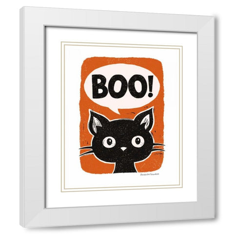 Boo Cat White Modern Wood Framed Art Print with Double Matting by Snowdon, Alexandra