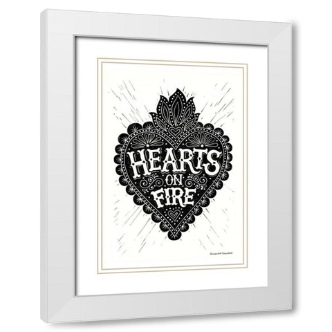 hearts.on.fire White Modern Wood Framed Art Print with Double Matting by Snowdon, Alexandra