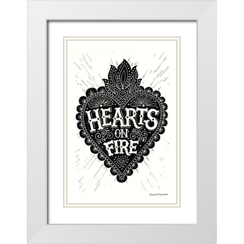 hearts.on.fire White Modern Wood Framed Art Print with Double Matting by Snowdon, Alexandra