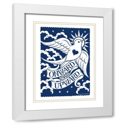 Onward Bird White Modern Wood Framed Art Print with Double Matting by Snowdon, Alexandra