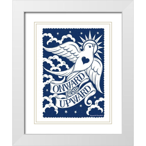 Onward Bird White Modern Wood Framed Art Print with Double Matting by Snowdon, Alexandra