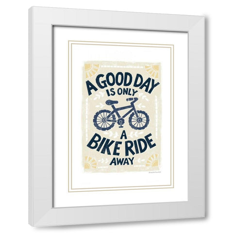 Good Day Bike Ride White Modern Wood Framed Art Print with Double Matting by Snowdon, Alexandra